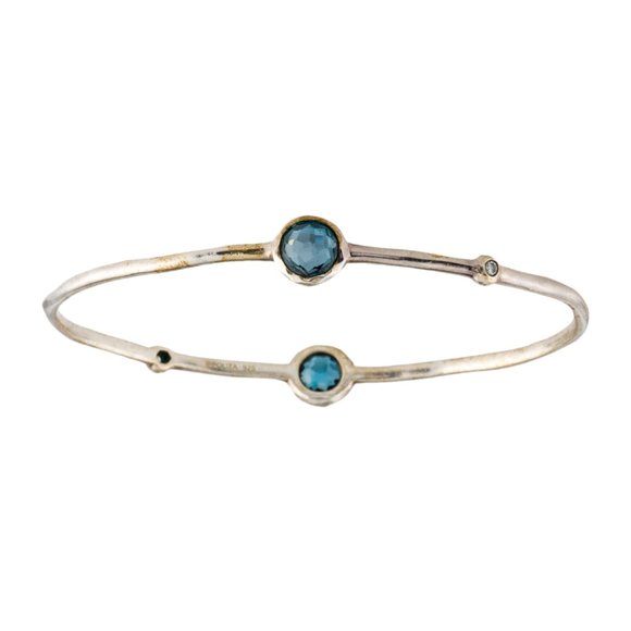 IPPOLITA DIAMOND & TOPAZ STERLING SILVER 925 BANGLE BRACELET